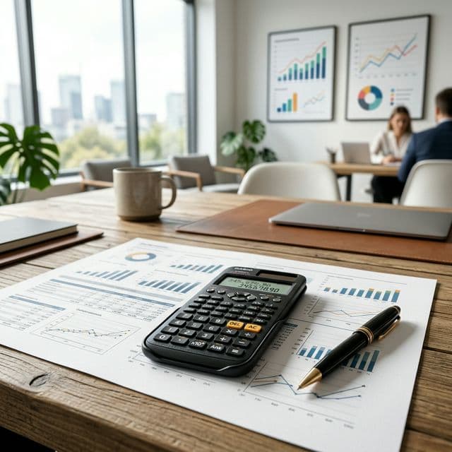 Taschenrechner auf Finanzdokument