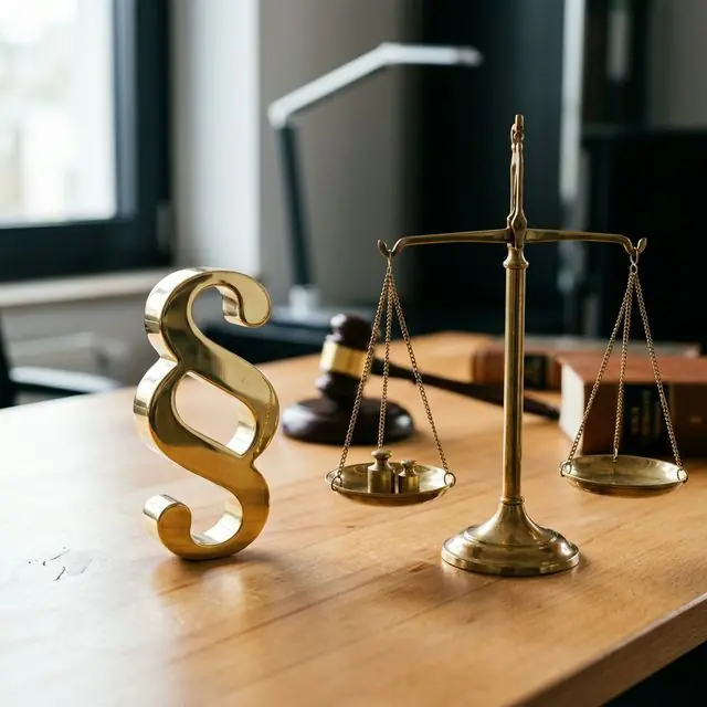 Paragraph-Symbol und juristische Waage