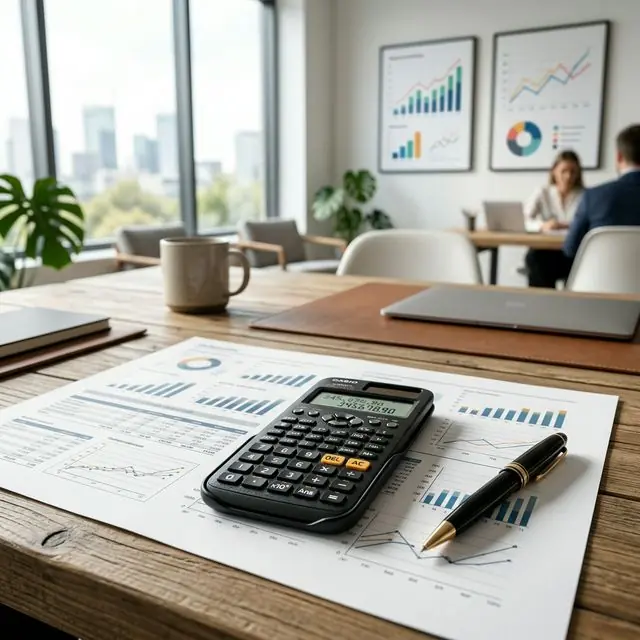 Taschenrechner auf Finanzdokument